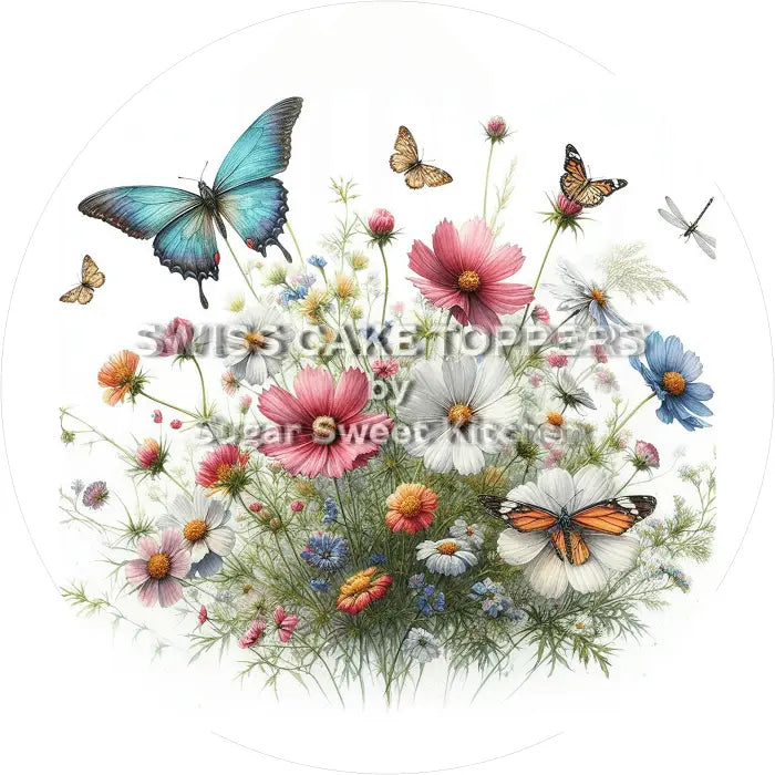 Tortenaufleger Blumen 24 - essbar & personalisierbar - Fondant- Torten- Cupcakeaufleger Sugar Sweet Kitchen