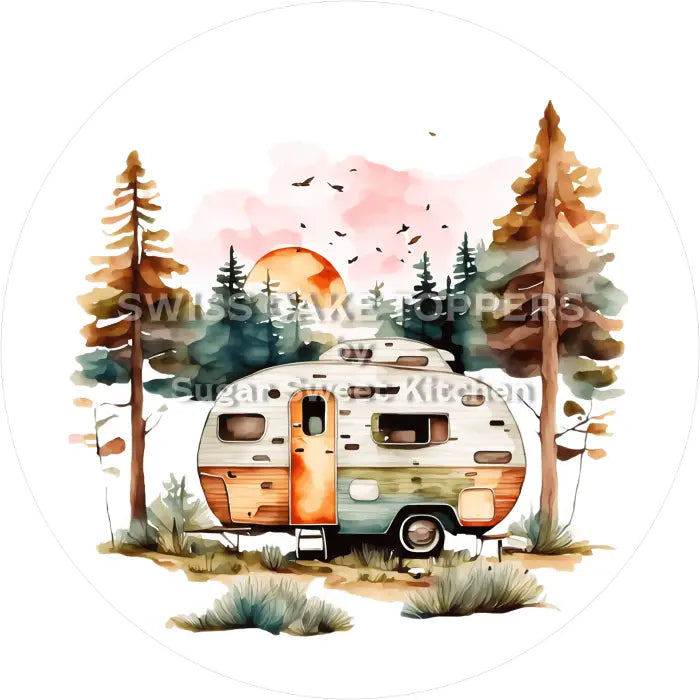 Tortenaufleger Camping 01 - essbar & personalisierbar - Fondant- Torten- Cupcakeaufleger Sugar Sweet Kitchen