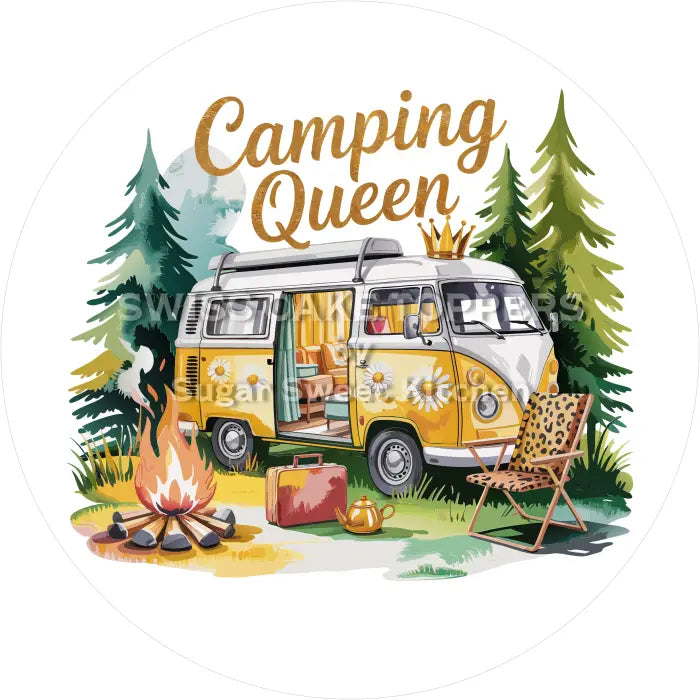 Tortenaufleger Camping 04 - essbar & personalisierbar - Fondant- Torten- Cupcakeaufleger Sugar Sweet Kitchen