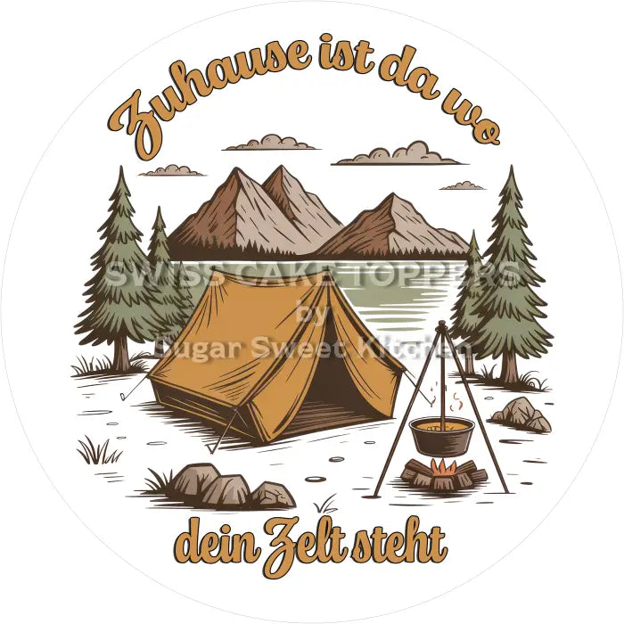 Tortenaufleger Camping 08 - essbar & personalisierbar - Fondant- Torten- Cupcakeaufleger Sugar Sweet Kitchen