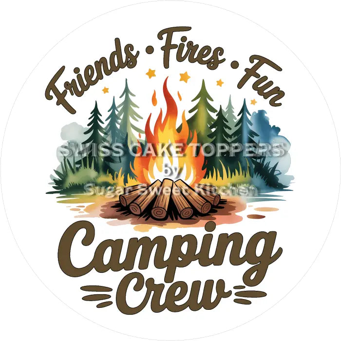 Tortenaufleger Camping Freunde 08 - essbar & personalisierbar - Fondant- Torten- Cupcakeaufleger Sugar Sweet Kitchen