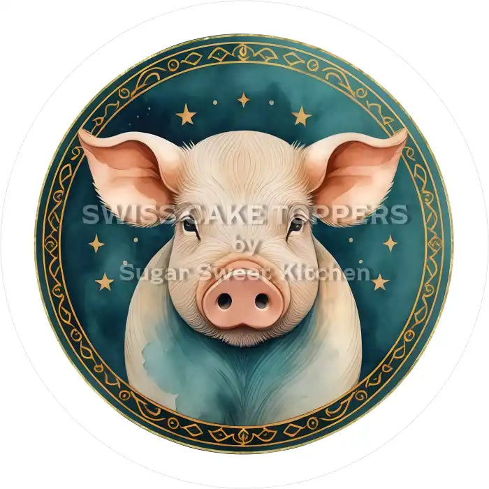 Tortenaufleger-Chinesisches Sternzeichen Schwein2 - personalisierbar - Fondant- Torten- & Cupcakeaufleger Sugar Sweet