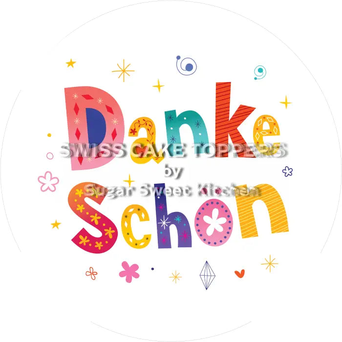 Tortenaufleger Danke 01 - essbar & personalisierbar - Fondant- Torten- Cupcakeaufleger Sugar Sweet Kitchen