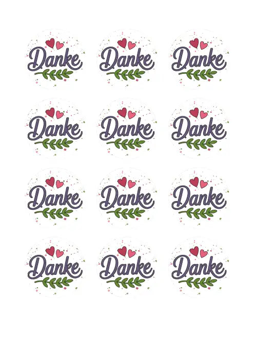 Tortenaufleger Danke Thank You 07 - essbar & personalisierbar - Fondant- Torten- Cupcakeaufleger Sugar Sweet Kitchen
