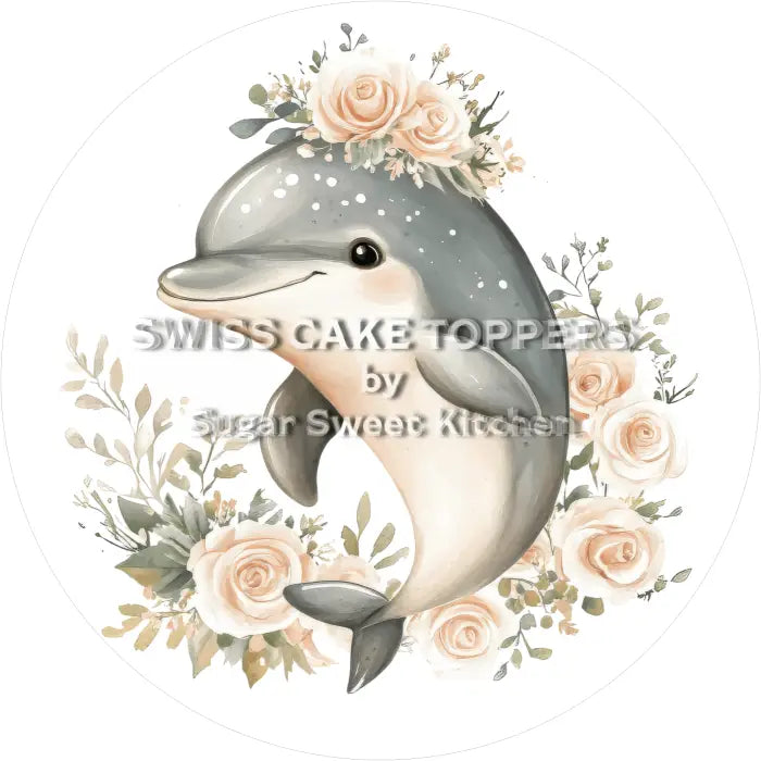 Tortenaufleger Delfin 05 - essbar & personalisierbar - Fondant- Torten- Cupcakeaufleger Sugar Sweet Kitchen