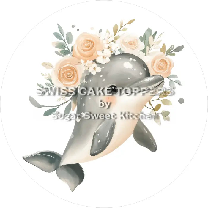 Tortenaufleger Delfin 06 - essbar & personalisierbar - Fondant- Torten- Cupcakeaufleger Sugar Sweet Kitchen