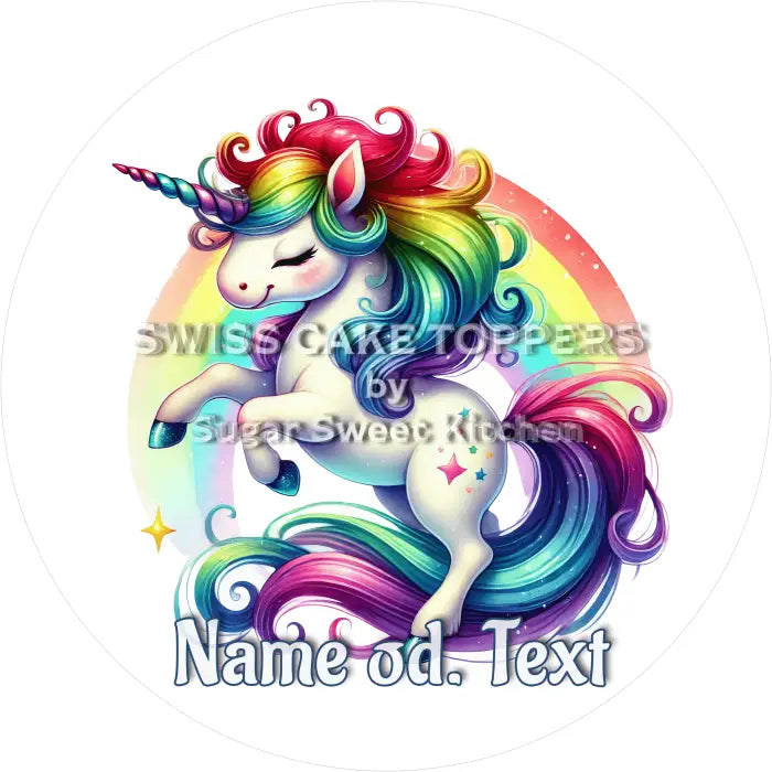 Tortenaufleger Einhorn 02 - mit Namen - Fondant- Torten- & Cupcakeaufleger Sugar Sweet Kitchen