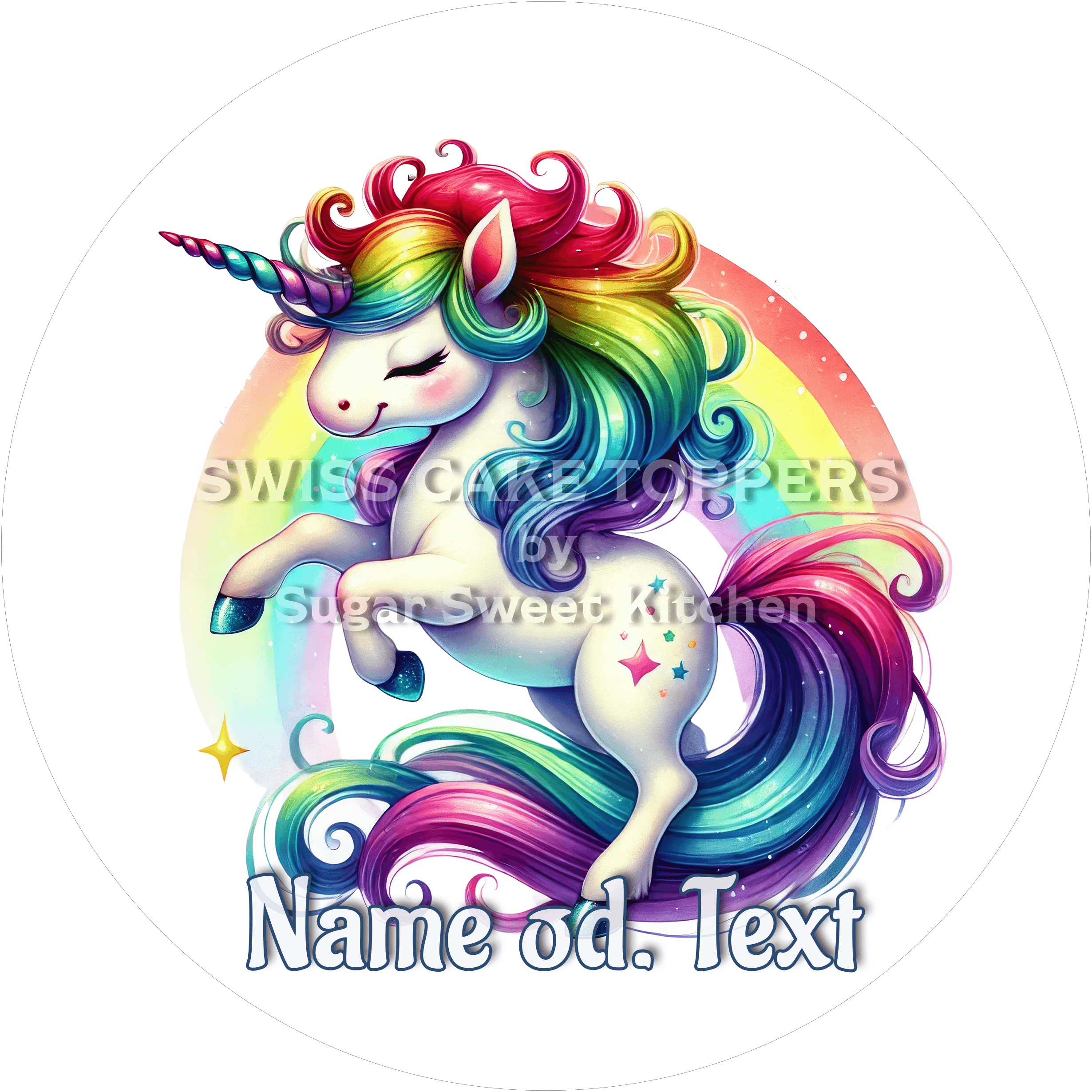 Tortenaufleger Einhorn2 - personalisiert - Fondant- Torten- & Cupcakeaufleger Sugar Sweet Kitchen