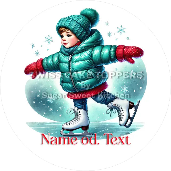 Tortenaufleger Eiskunstlauf 01 - mit Name/Text - Fondant- Torten- & Cupcakeaufleger Sugar Sweet Kitchen