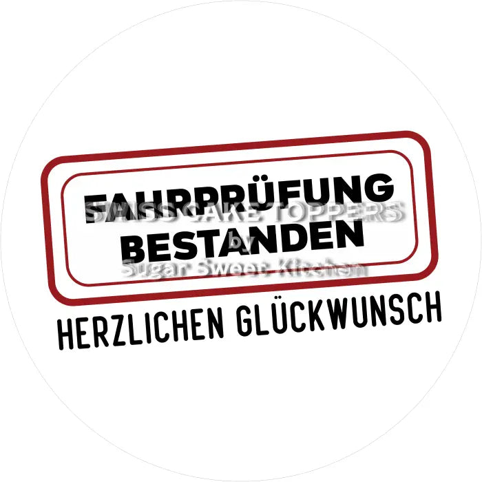 Tortenaufleger Fahrprüfung 02 - essbar & personalisierbar - Fondant- Torten- Cupcakeaufleger Sugar Sweet Kitchen