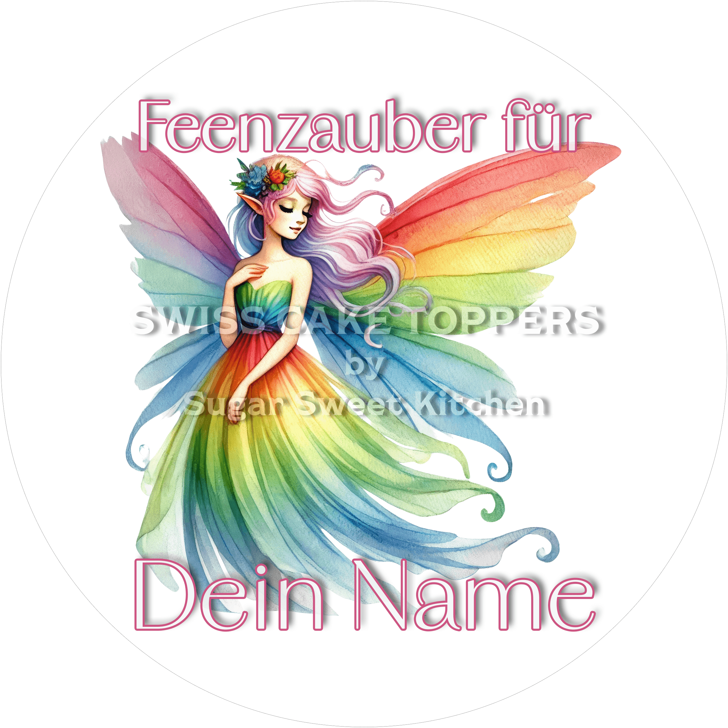 Tortenaufleger Fee1 - personalisiert - Fondant- Torten- & Cupcakeaufleger Sugar Sweet Kitchen