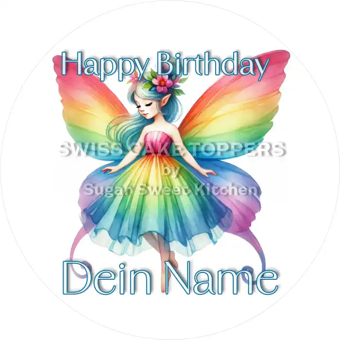 Tortenaufleger Geburtstag Fee 02 - mit Namen - Fondant- Torten- & Cupcakeaufleger Sugar Sweet Kitchen