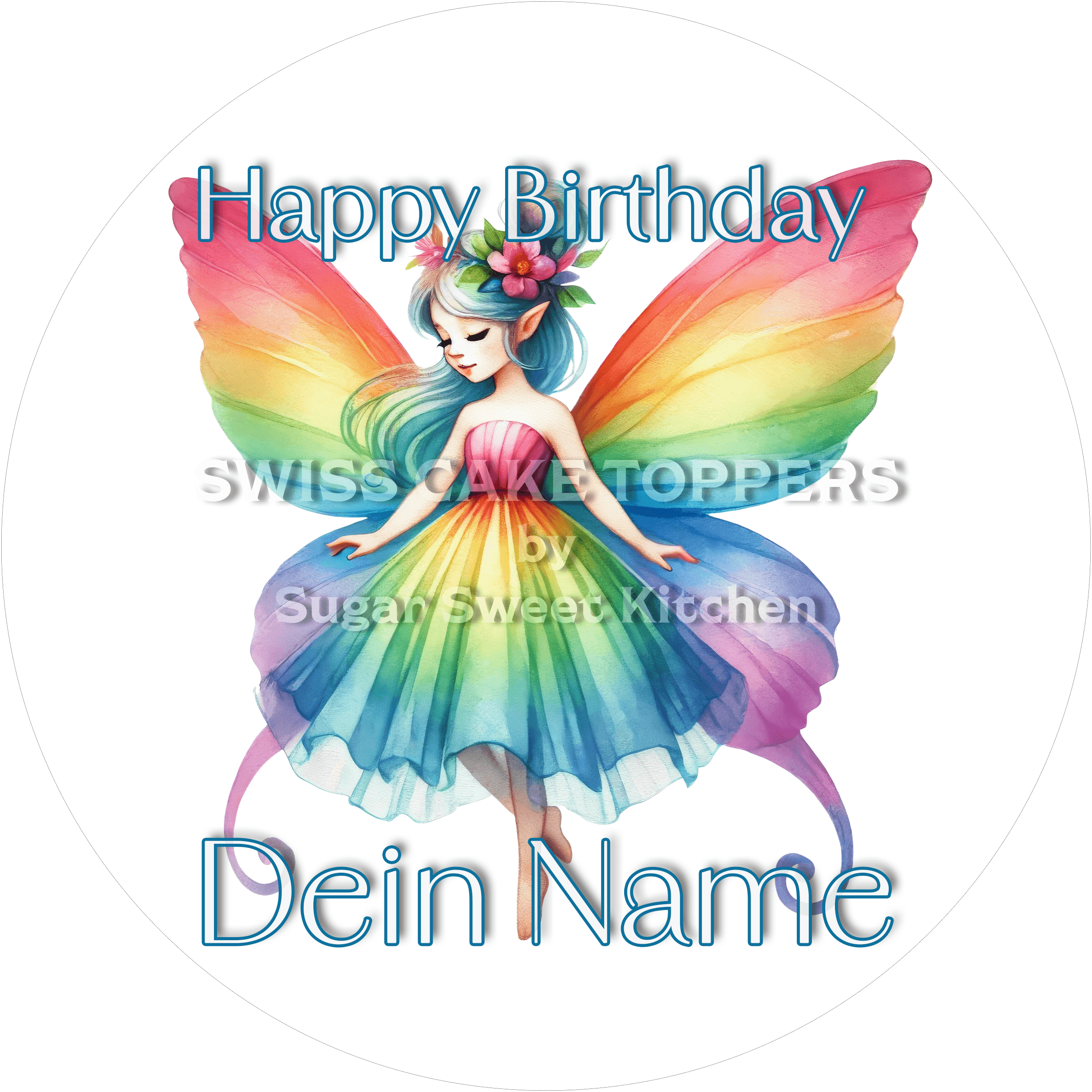 Tortenaufleger Fee2 - personalisiert - Fondant- Torten- & Cupcakeaufleger Sugar Sweet Kitchen