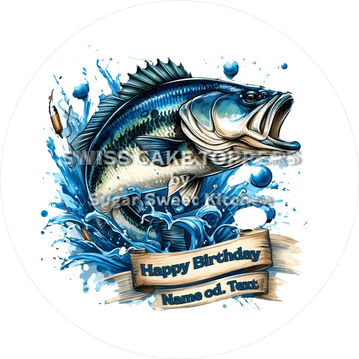 Tortenaufleger Fischen 02 - mit Name/Text - Fondant- Torten- & Cupcakeaufleger Sugar Sweet Kitchen