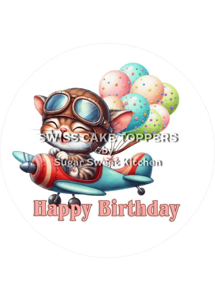 Tortenaufleger Flugzeug1 - personalisierbar - Fondant- Torten- & Cupcakeaufleger Sugar Sweet Kitchen