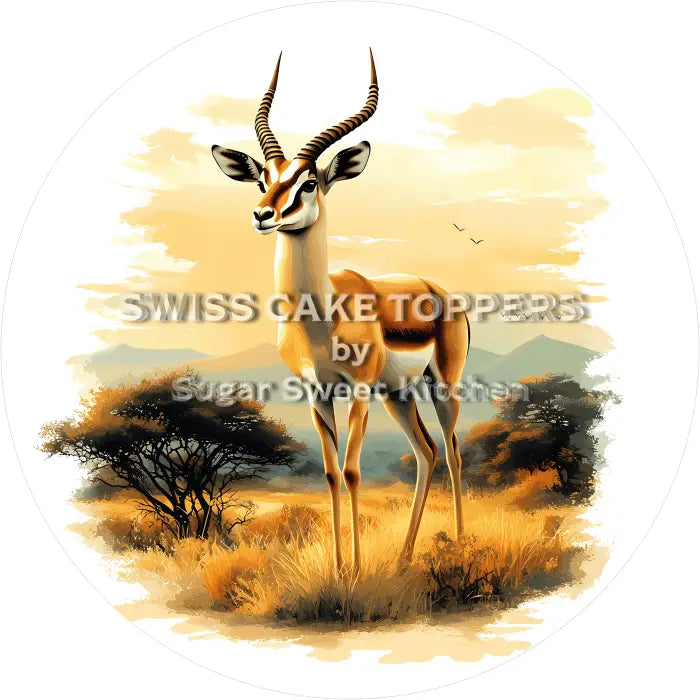 Tortenaufleger Gazelle 01 - essbar & personalisierbar - Fondant- Torten- Cupcakeaufleger Sugar Sweet Kitchen