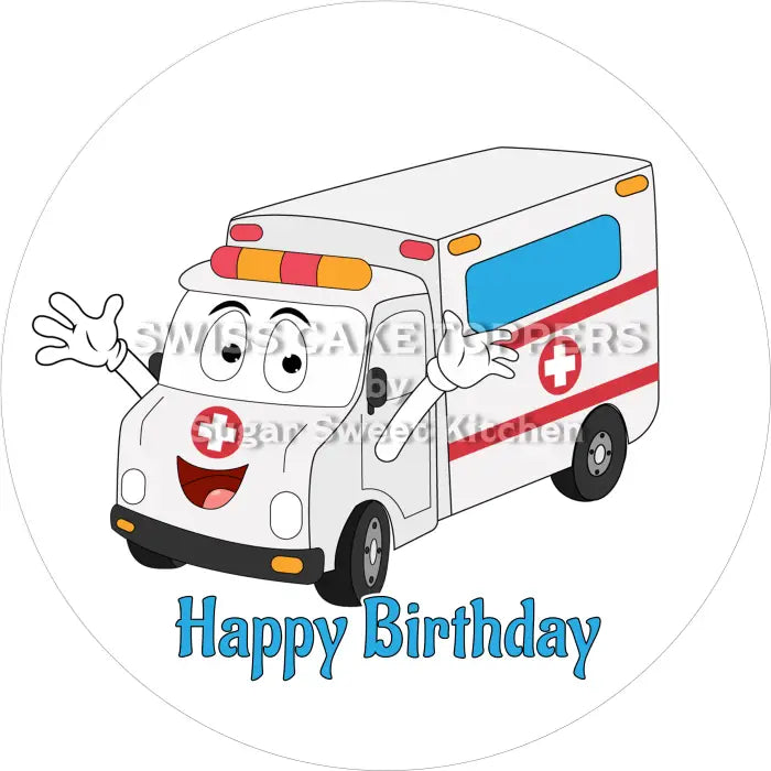 Tortenaufleger Geburtstag Ambulanz 07 – essbar & personalisierbar - Fondant- Torten- Cupcakeaufleger Sugar Sweet Kitchen