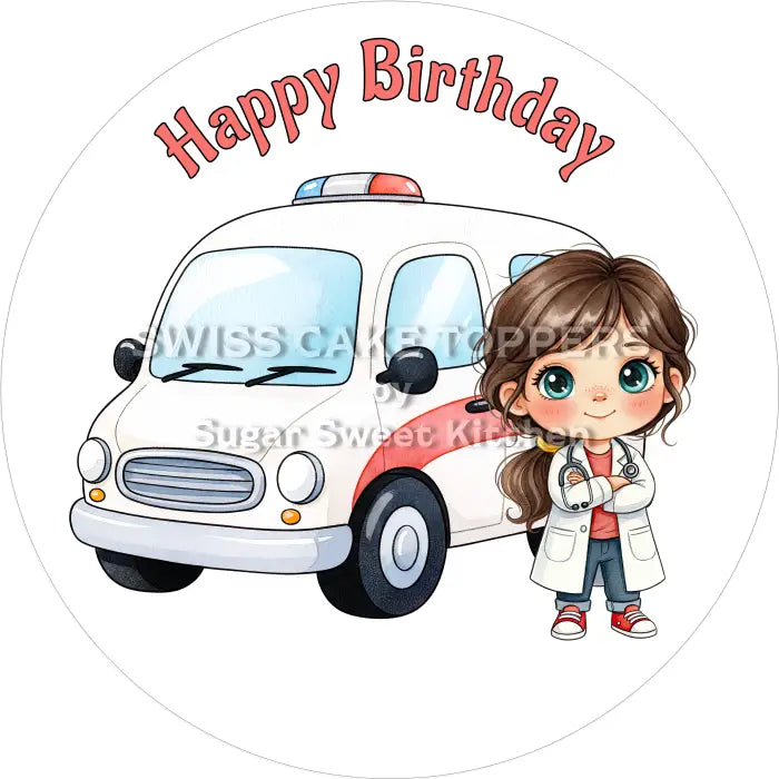 Tortenaufleger Geburtstag Ambulanz 08 – essbar & personalisierbar - Fondant- Torten- Cupcakeaufleger Sugar Sweet Kitchen
