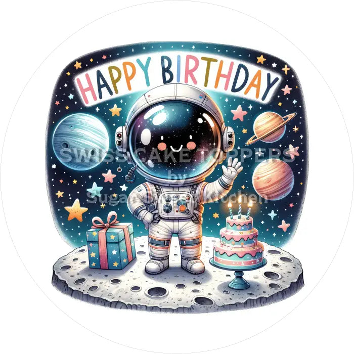 Tortenaufleger Geburtstag Astronaut 08 - essbar & personalisierbar - Fondant- Torten- Cupcakeaufleger Sugar Sweet