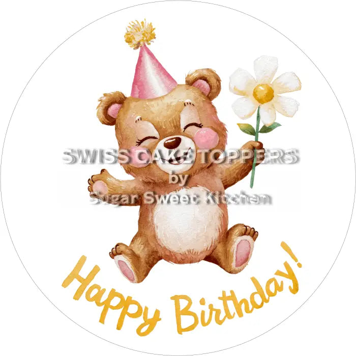Tortenaufleger Geburtstag Bär 01 - essbar & personalisierbar - Fondant- Torten- Cupcakeaufleger Sugar Sweet Kitchen