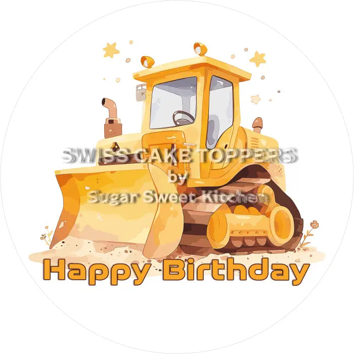 Tortenaufleger Geburtstag Bagger 01 - essbar & personalisierbar - Fondant- Torten- Cupcakeaufleger Sugar Sweet Kitchen