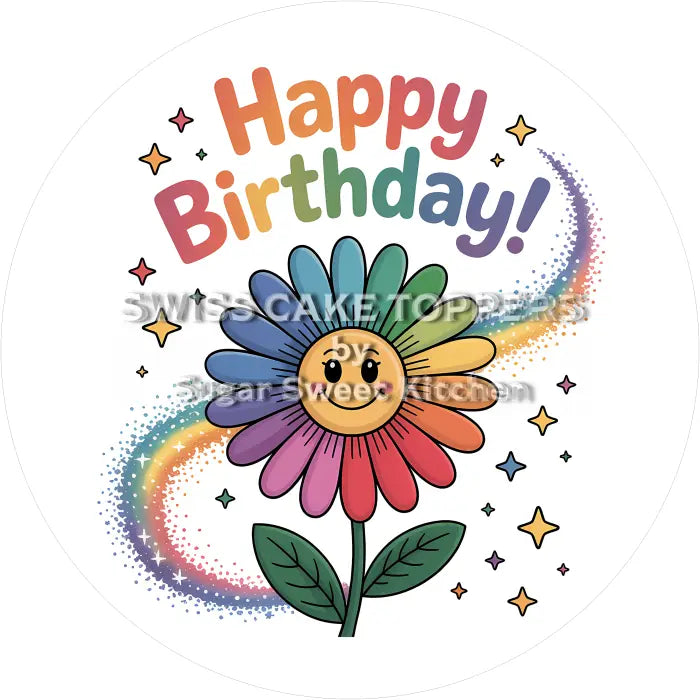 Tortenaufleger Geburtstag Blumen 01 - essbar & personalisierbar - Fondant- Torten- Cupcakeaufleger Sugar Sweet Kitchen