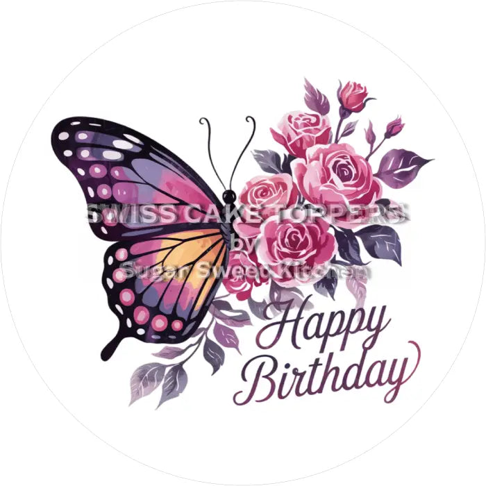 Tortenaufleger Geburtstag Blumen 02 - essbar & personalisierbar - Fondant- Torten- Cupcakeaufleger Sugar Sweet Kitchen