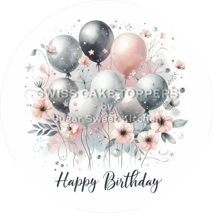Tortenaufleger Geburtstag Blumen 34 - essbar & personalisierbar - Fondant- Torten- Cupcakeaufleger Sugar Sweet Kitchen