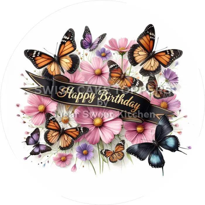 Tortenaufleger Geburtstag Blumen 36 - essbar & personalisierbar - Fondant- Torten- Cupcakeaufleger Sugar Sweet Kitchen