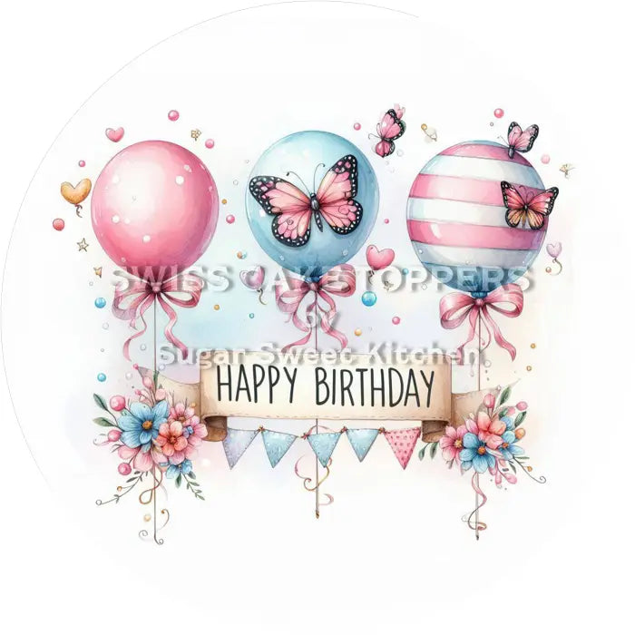 Tortenaufleger Geburtstag Blumen 38 - essbar & personalisierbar - Fondant- Torten- Cupcakeaufleger Sugar Sweet Kitchen