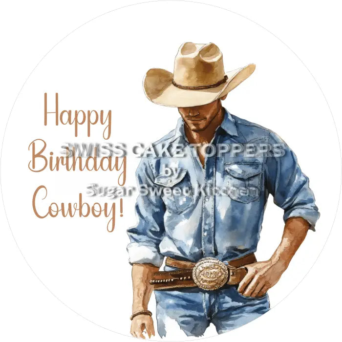 Tortenaufleger Geburtstag Cowboy 07 - personalisierbar - Fondant- Torten- & Cupcakeaufleger Sugar Sweet Kitchen
