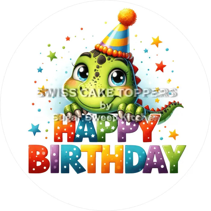 Tortenaufleger Geburtstag Dino 05 - essbar & personalisierbar - Fondant- Torten- Cupcakeaufleger Sugar Sweet Kitchen