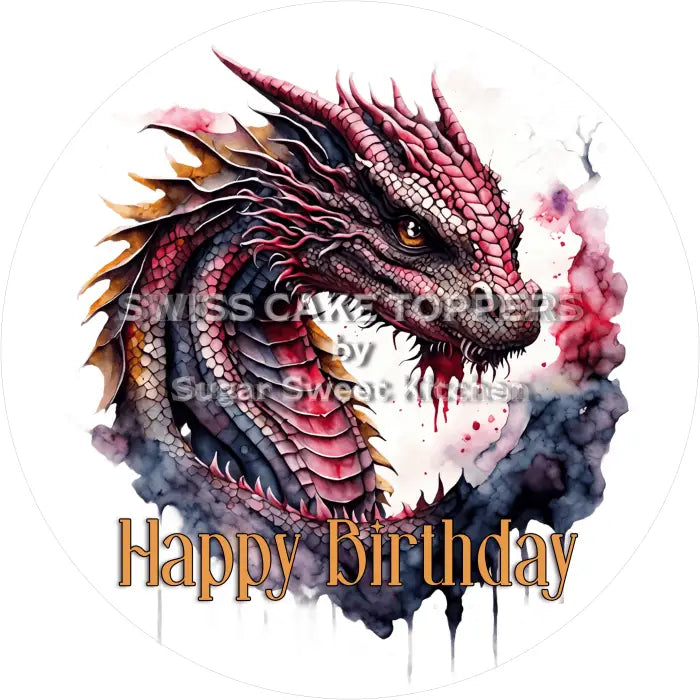 Tortenaufleger Geburtstag Drache 03 - essbar & personalisierbar - Fondant- Torten- Cupcakeaufleger Sugar Sweet Kitchen
