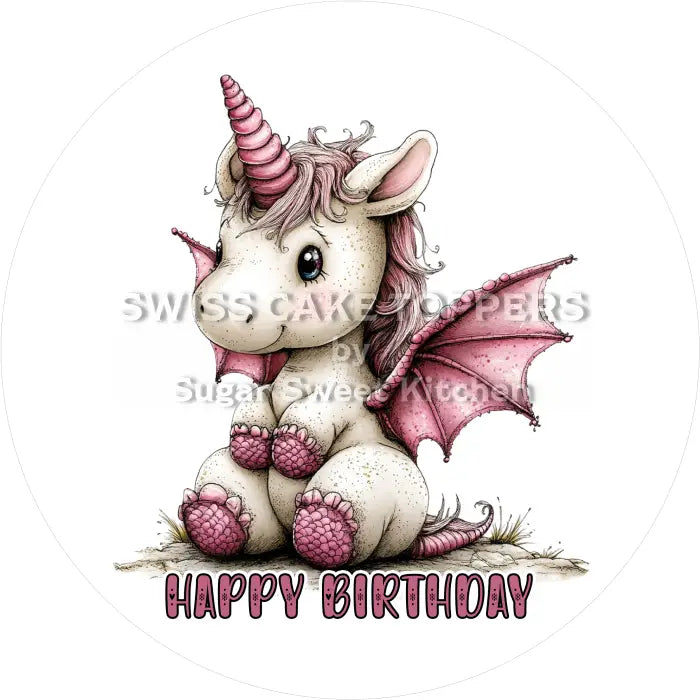 Tortenaufleger Geburtstag Drachen 08 - essbar & personalisierbar - Fondant- Torten- Cupcakeaufleger Sugar Sweet Kitchen