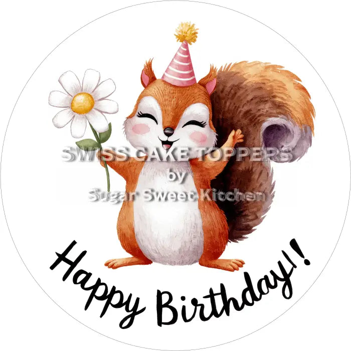 Tortenaufleger Geburtstag Eichhörnchen 01 - essbar & personalisierbar - Fondant- Torten- Cupcakeaufleger Sugar Sweet