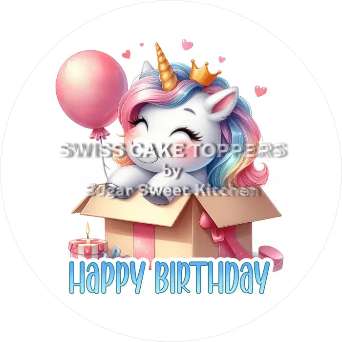 Tortenaufleger Geburtstag Einhorn 08 - essbar & personalisierbar - Fondant- Torten- Cupcakeaufleger Sugar Sweet Kitchen