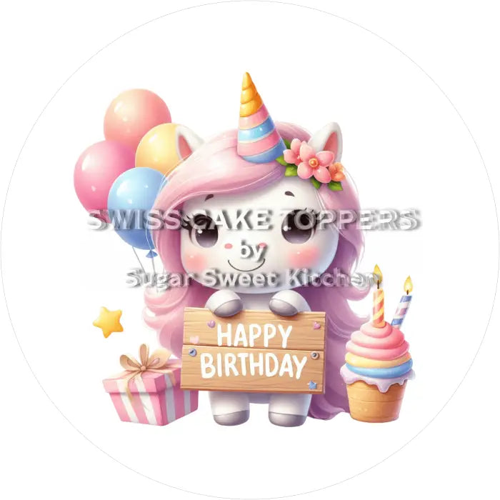 Tortenaufleger Geburtstag Einhorn 11 - essbar & personalisierbar - Fondant- Torten- Cupcakeaufleger Sugar Sweet Kitchen