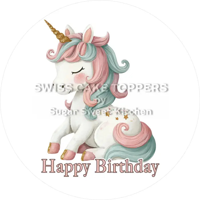 Tortenaufleger Geburtstag Einhorn 15 - essbar & personalisierbar - Fondant- Torten- Cupcakeaufleger Sugar Sweet Kitchen