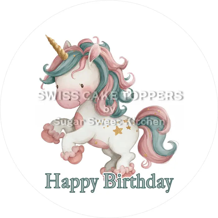 Tortenaufleger Geburtstag Einhorn 16 - essbar & personalisierbar - Fondant- Torten- Cupcakeaufleger Sugar Sweet Kitchen