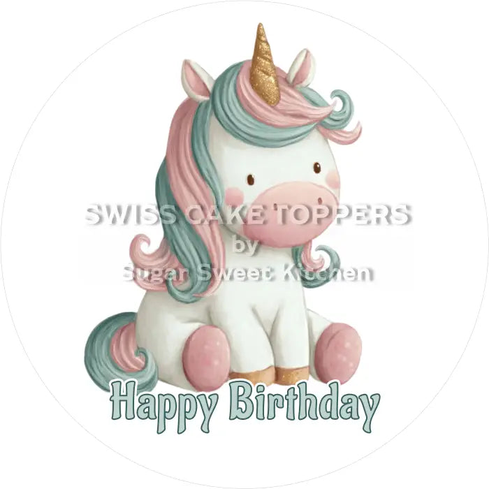 Tortenaufleger Geburtstag Einhorn 17 - essbar & personalisierbar - Fondant- Torten- Cupcakeaufleger Sugar Sweet Kitchen