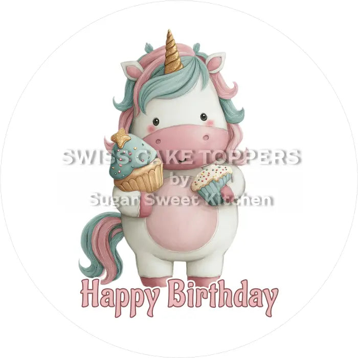 Tortenaufleger Geburtstag Einhorn 18 - essbar & personalisierbar - Fondant- Torten- Cupcakeaufleger Sugar Sweet Kitchen