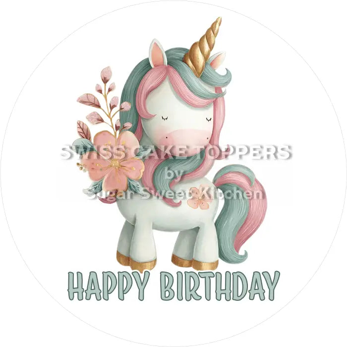 Tortenaufleger Geburtstag Einhorn 19 - essbar & personalisierbar - Fondant- Torten- Cupcakeaufleger Sugar Sweet Kitchen