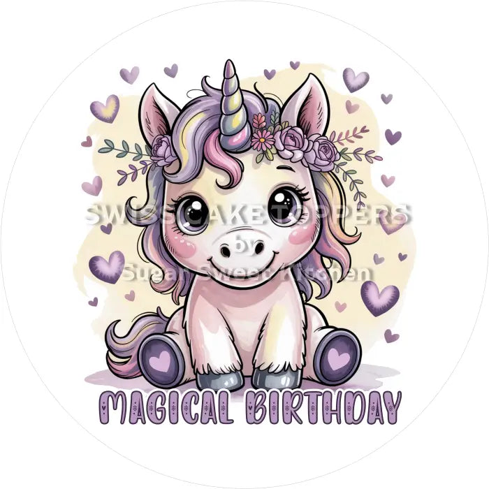 Tortenaufleger Geburtstag Einhorn 24 - essbar & personalisierbar - Fondant- Torten- Cupcakeaufleger Sugar Sweet Kitchen