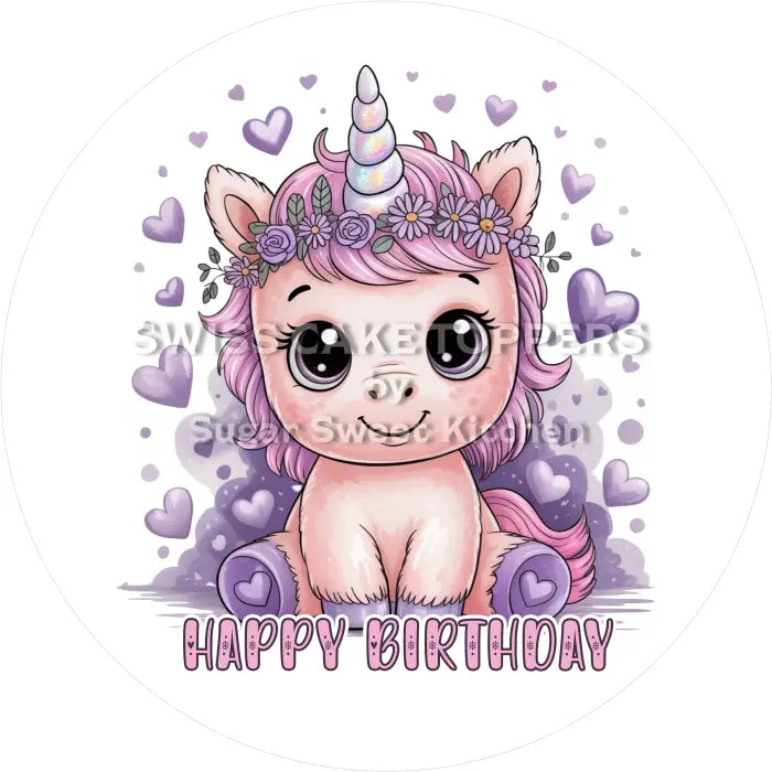Tortenaufleger Geburtstag Einhorn 26 - essbar & personalisierbar - Fondant- Torten- Cupcakeaufleger Sugar Sweet Kitchen