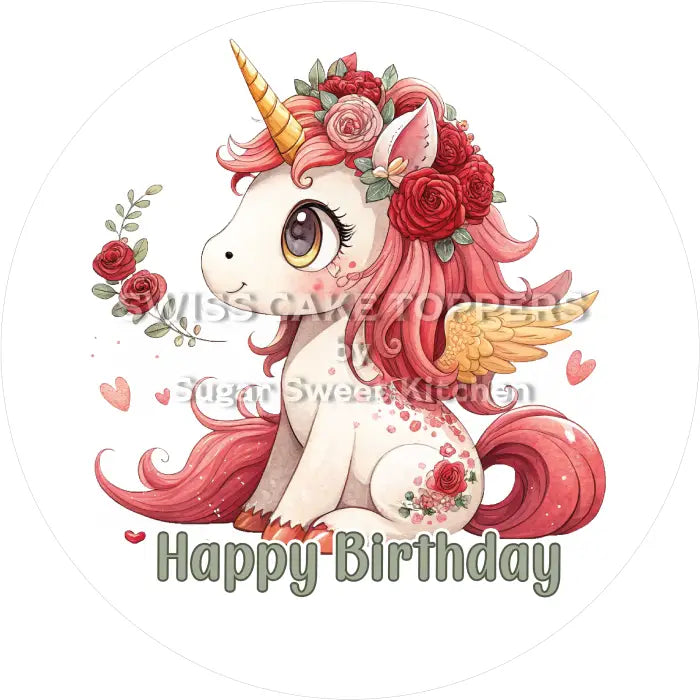 Tortenaufleger Geburtstag Einhorn 27 - essbar & personalisierbar - Fondant- Torten- Cupcakeaufleger Sugar Sweet Kitchen