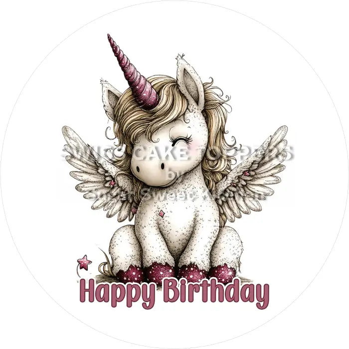 Tortenaufleger Geburtstag Einhorn 28 - essbar & personalisierbar - Fondant- Torten- Cupcakeaufleger Sugar Sweet Kitchen