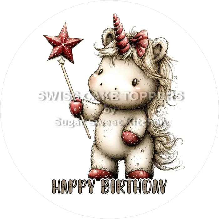 Tortenaufleger Geburtstag Einhorn 29 - essbar & personalisierbar - Fondant- Torten- Cupcakeaufleger Sugar Sweet Kitchen