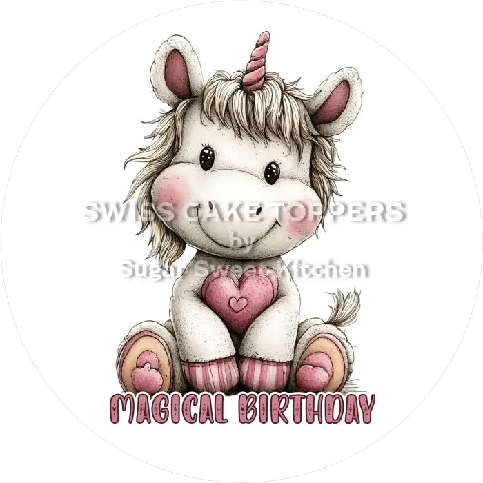 Tortenaufleger Geburtstag Einhorn 32 - essbar & personalisierbar - Fondant- Torten- Cupcakeaufleger Sugar Sweet Kitchen