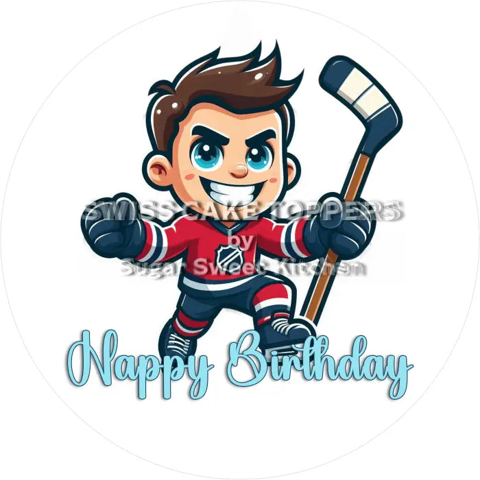 Tortenaufleger Geburtstag Eishockey 06 - essbar & personalisierbar - Fondant- Torten- Cupcakeaufleger Sugar Sweet