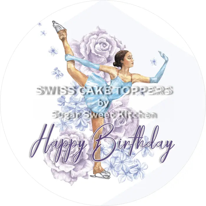 Tortenaufleger Geburtstag Eiskunstlauf 06 - essbar & personalisierbar - Fondant- Torten- Cupcakeaufleger Sugar Sweet